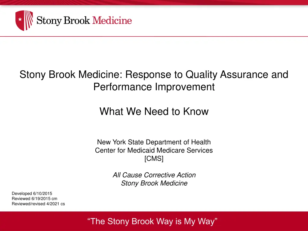 stony brook medicine response to quality