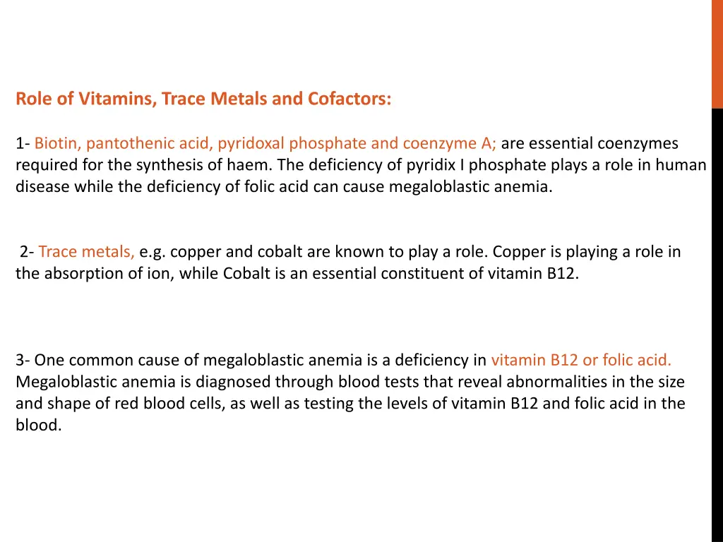 role of vitamins trace metals and cofactors