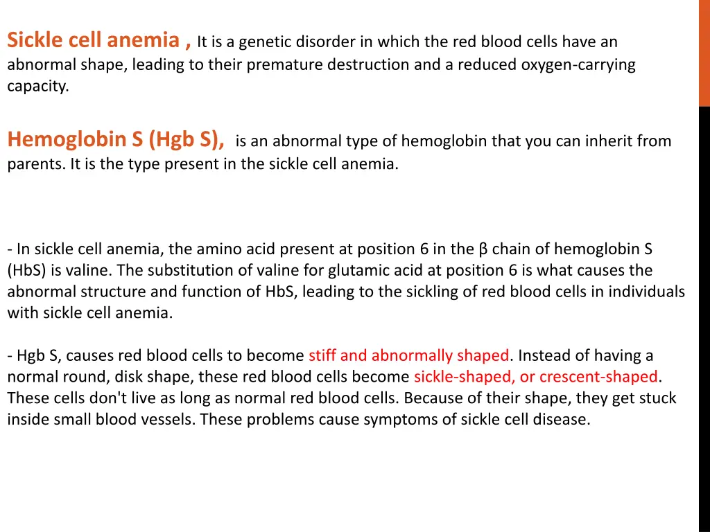 sickle cell anemia it is a genetic disorder
