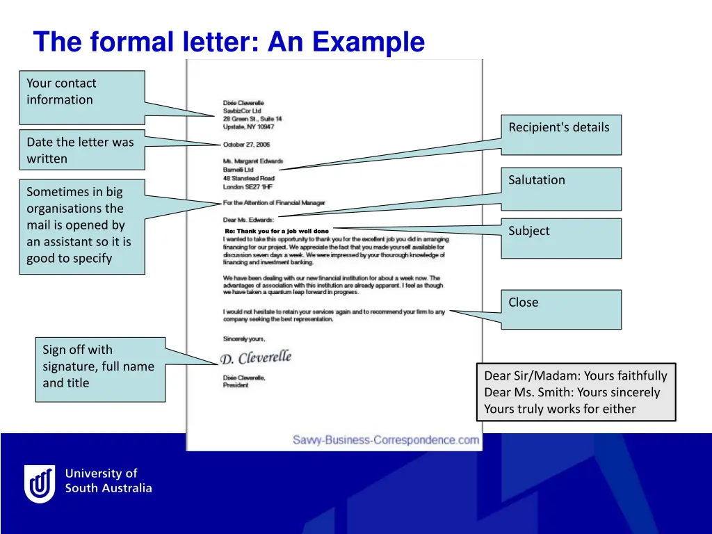 the formal letter an example