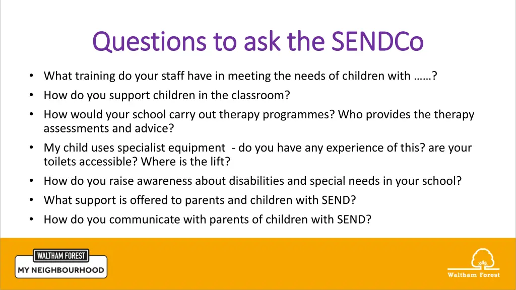 questions to ask the sendco questions