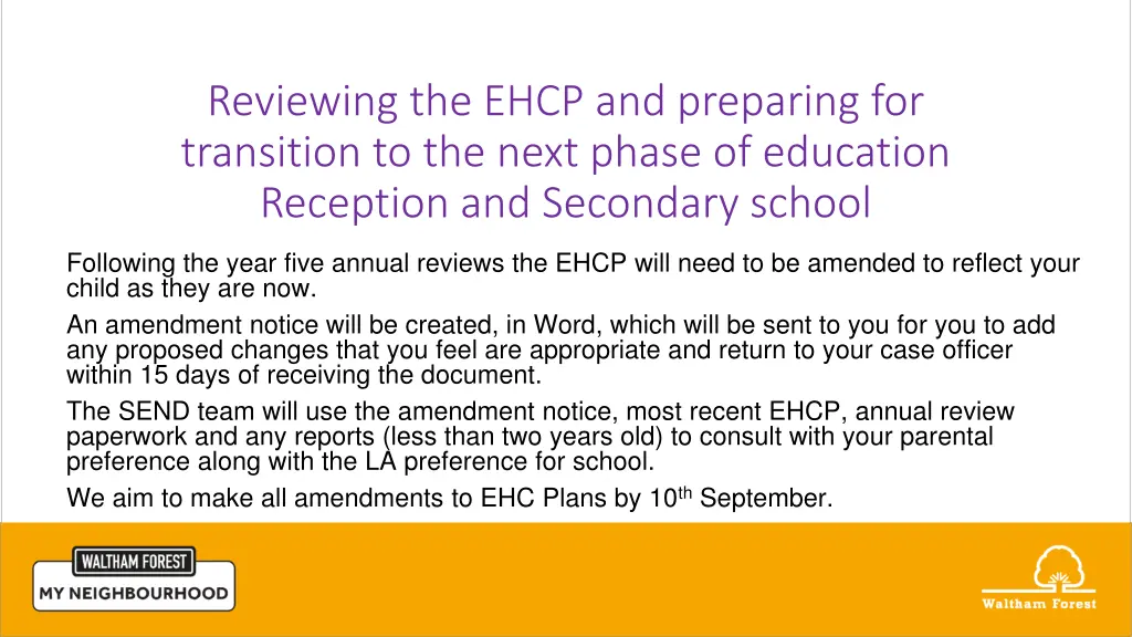 reviewing the ehcp and preparing for transition