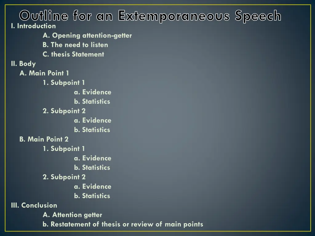 outline for an extemporaneous speech