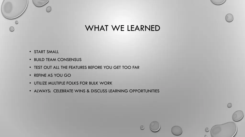what we learned