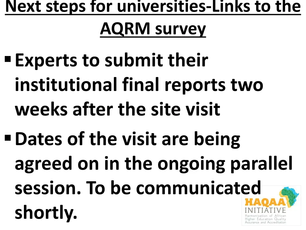 next steps for universities links to the aqrm 1