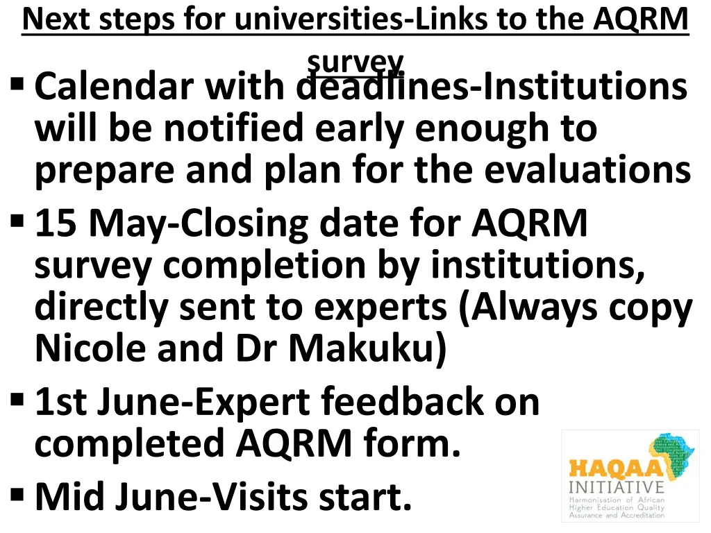 next steps for universities links to the aqrm