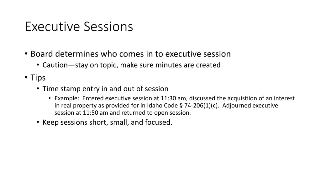 executive sessions