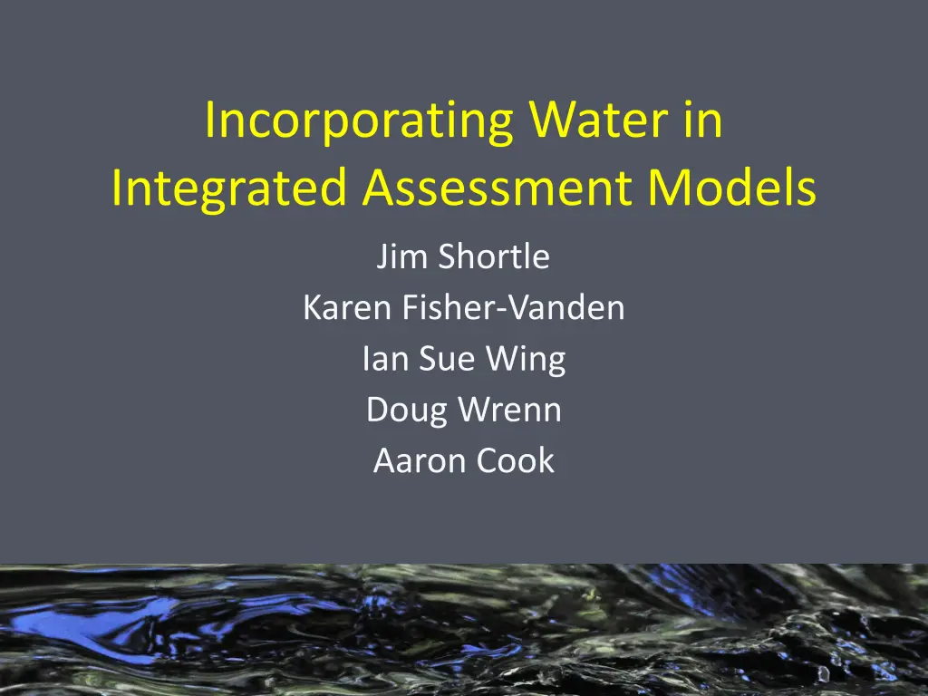 incorporating water in integrated assessment