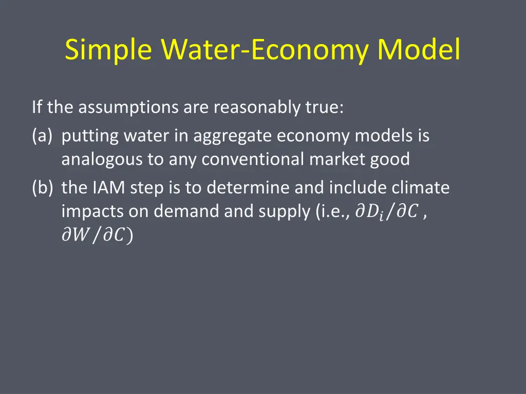 simple water economy model 1