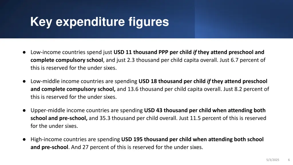 key expenditure figures