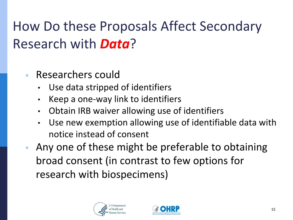 how do these proposals affect secondary research 1