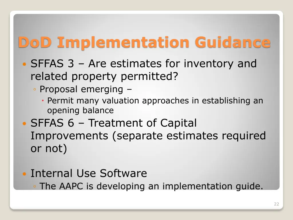 dod implementation guidance