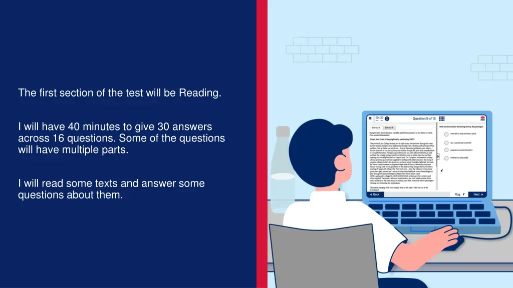 the first section of the test will be reading