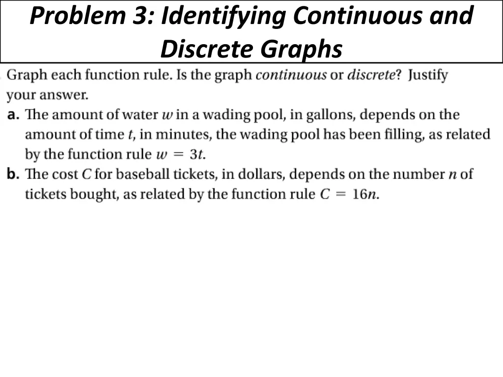 problem 3 identifying continuous and discrete