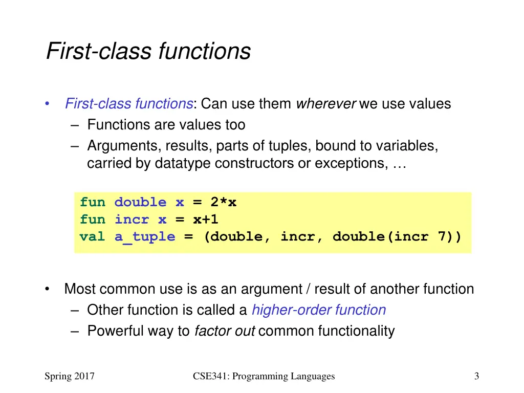 first class functions