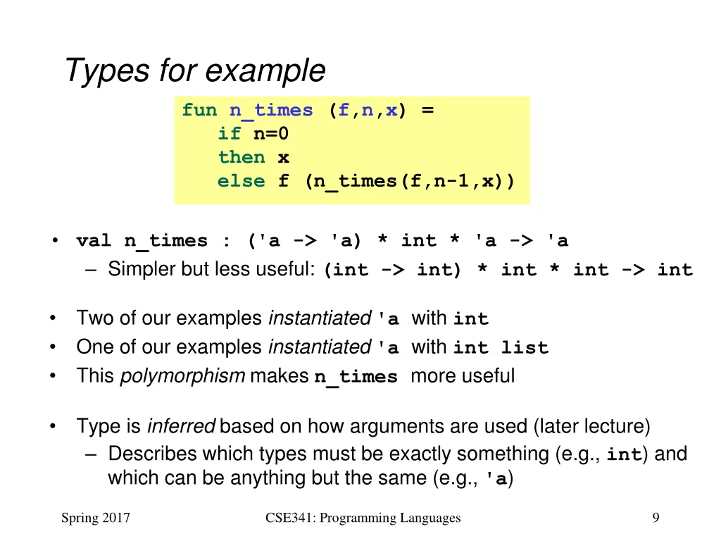 types for example