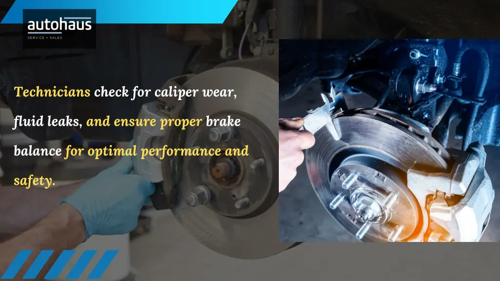 technicians check for caliper wear