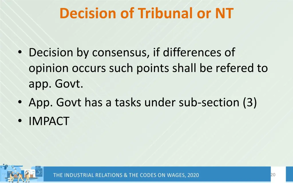 decision of tribunal or nt