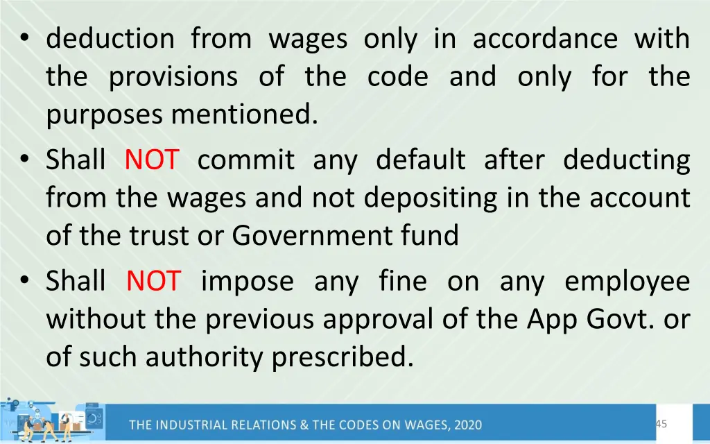 deduction from wages only in accordance with