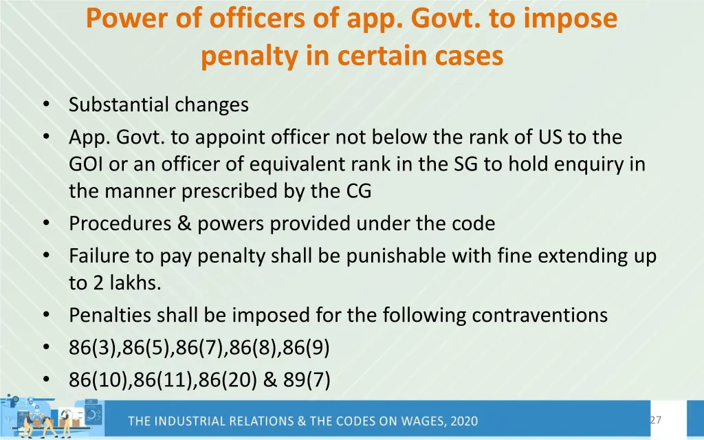 power of officers of app govt to impose penalty