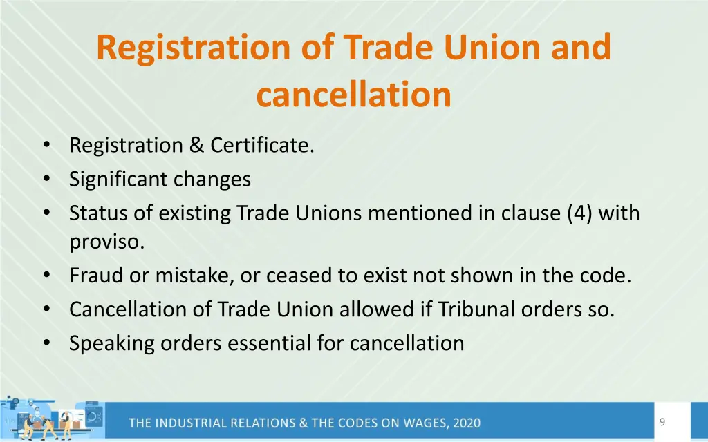 registration of trade union and cancellation