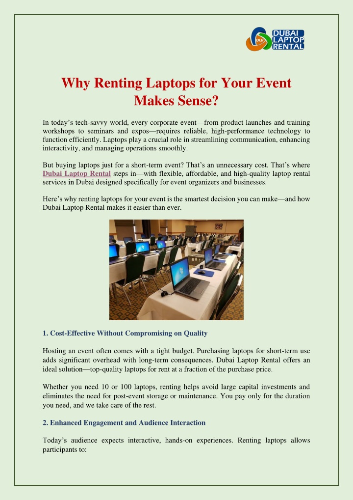 why renting laptops for your event makes sense