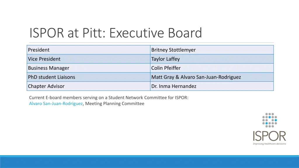 ispor at pitt executive board