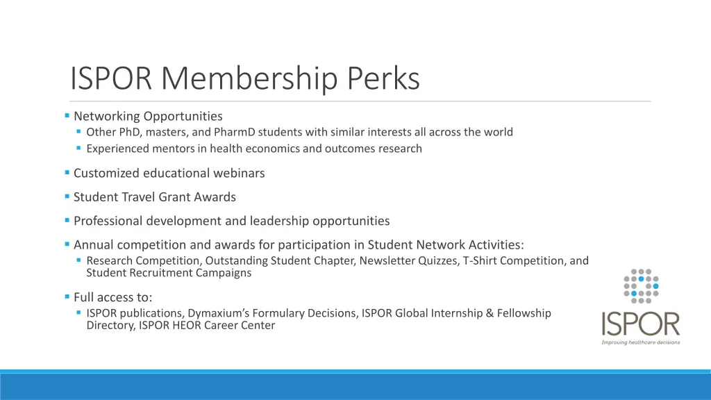 ispor membership perks