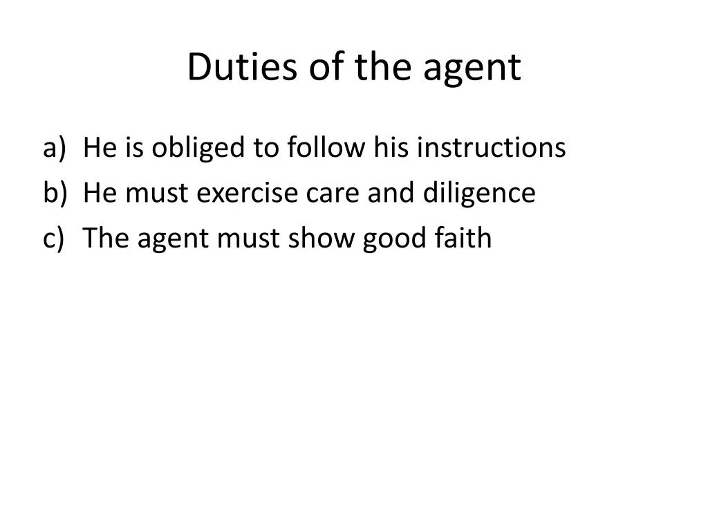 duties of the agent