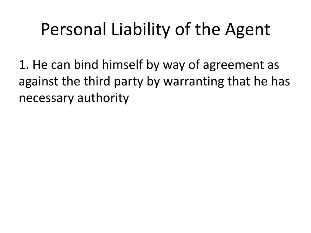 personal liability of the agent