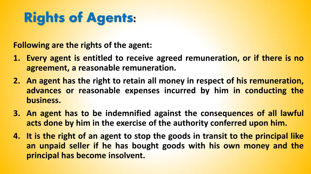 rights of agents