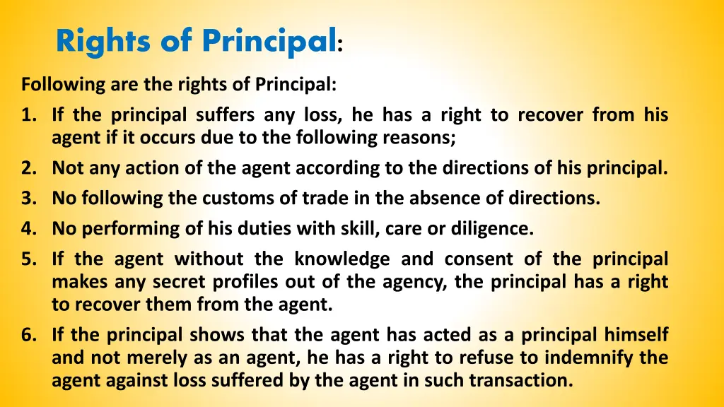 rights of principal