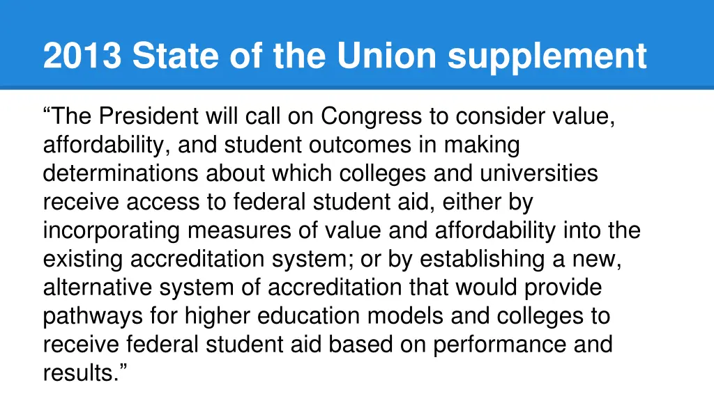 2013 state of the union supplement