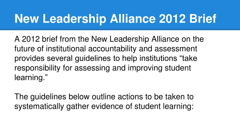 new leadership alliance 2012 brief