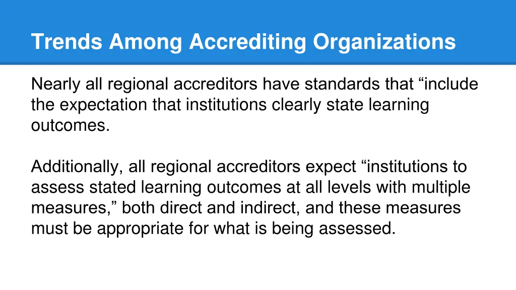 trends among accrediting organizations