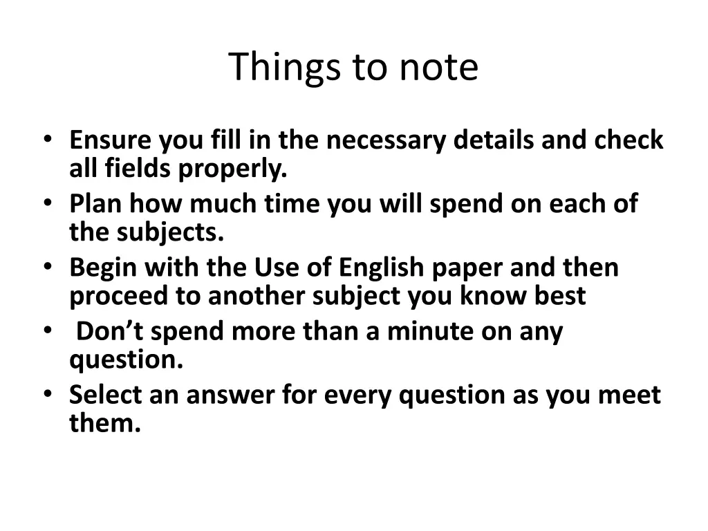 things to note