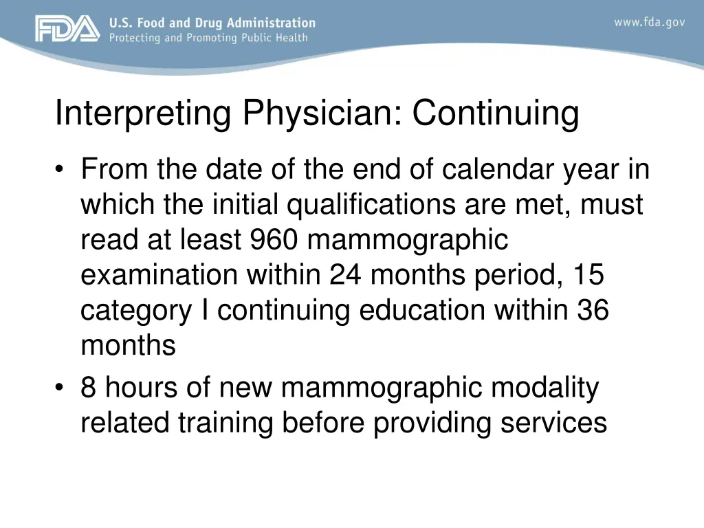 interpreting physician continuing