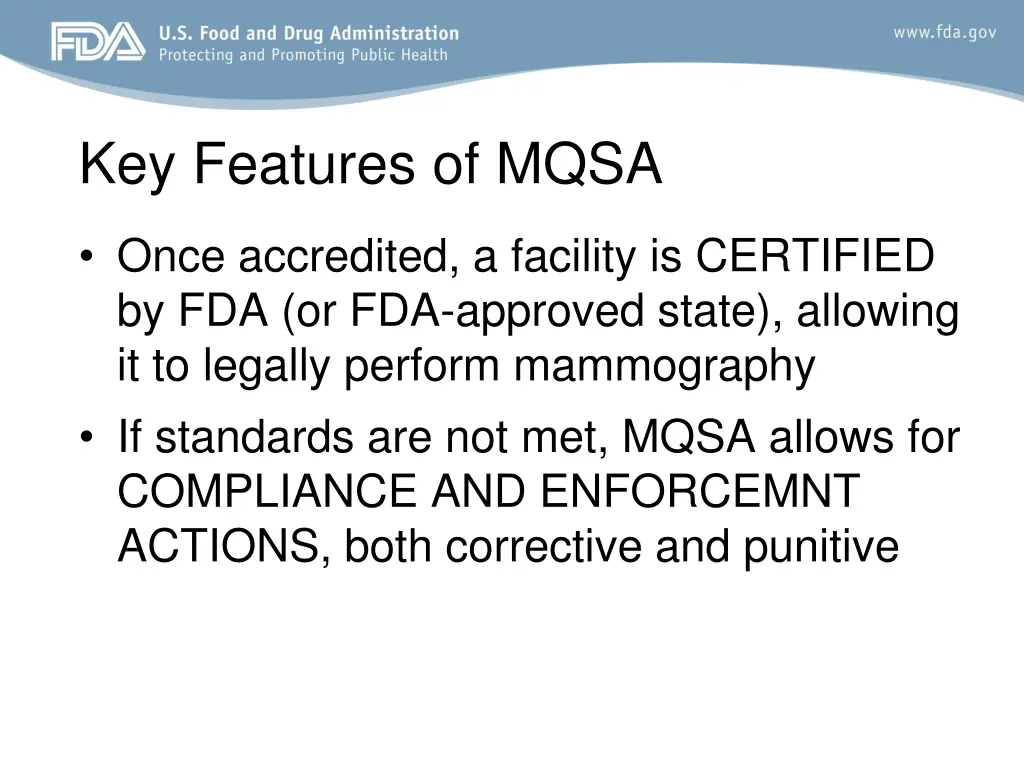 key features of mqsa 1
