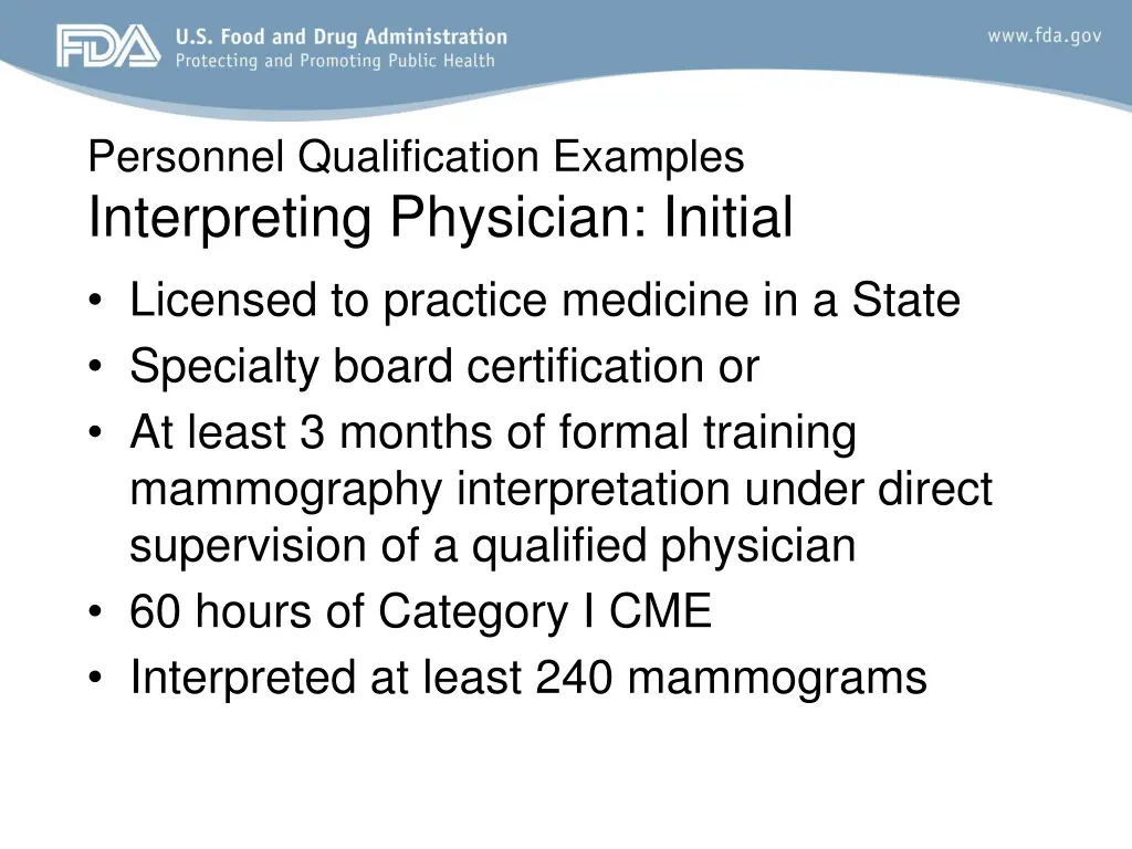personnel qualification examples interpreting