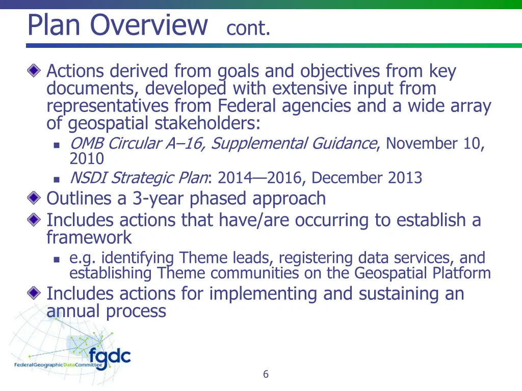 plan overview cont