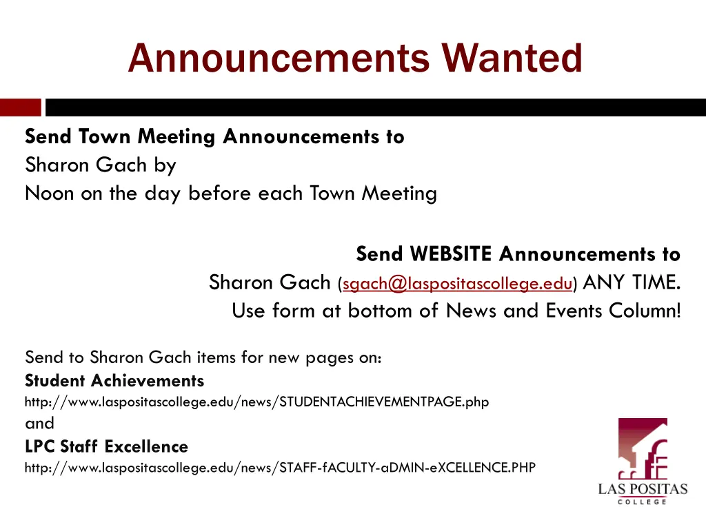 announcements wanted