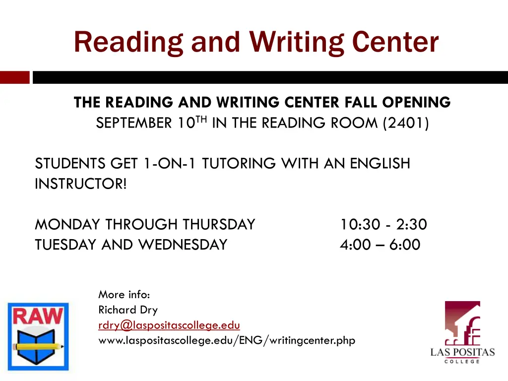 reading and writing center