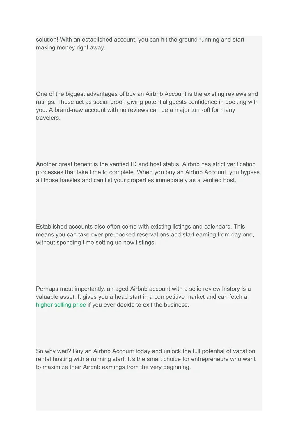 solution with an established account