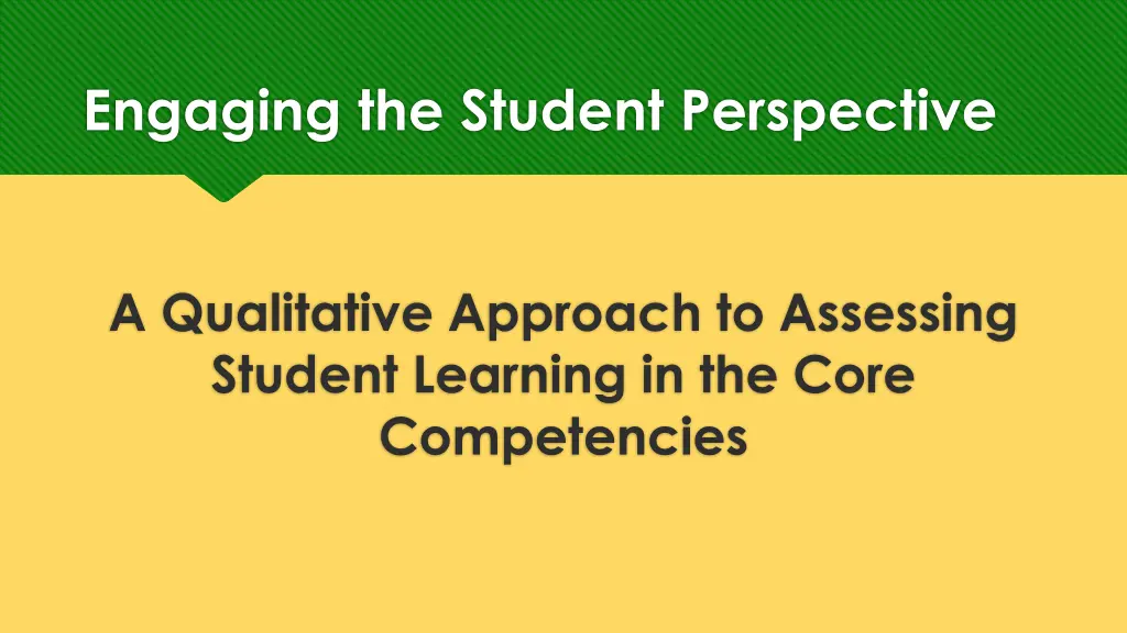 engaging the student perspective