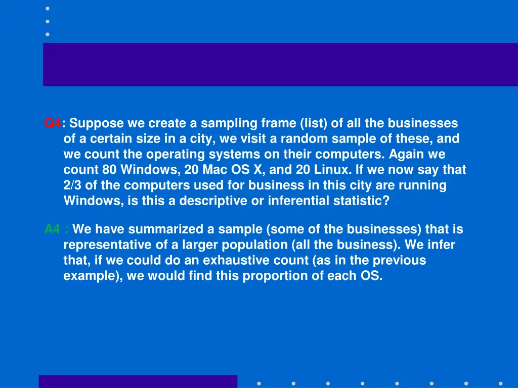 q4 suppose we create a sampling frame list