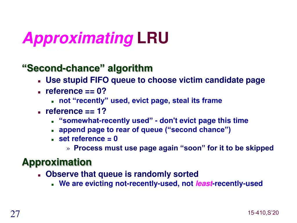 approximating lru 1