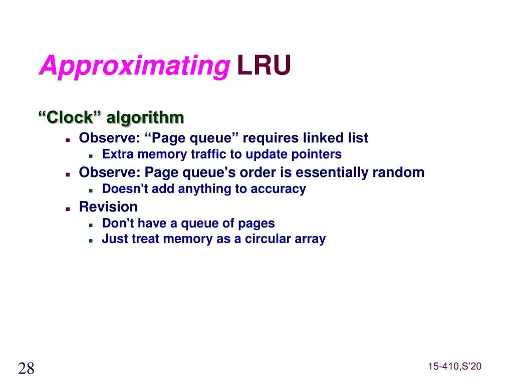 approximating lru 2