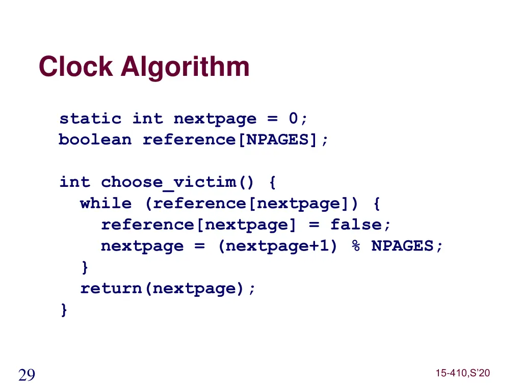 clock algorithm