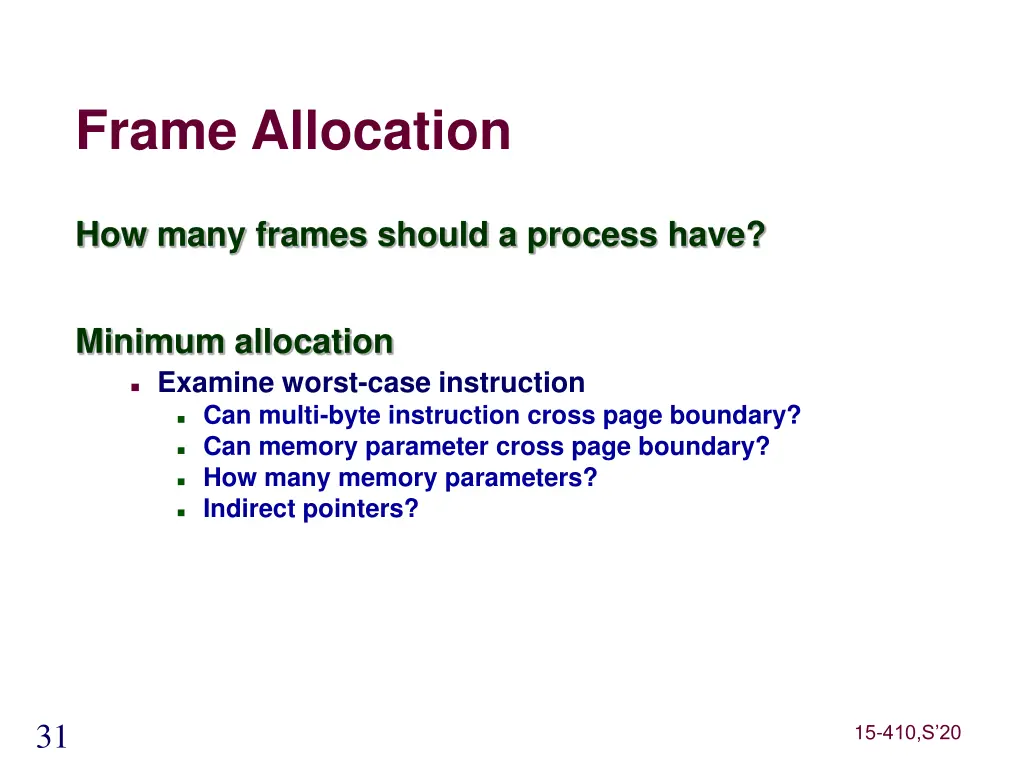 frame allocation