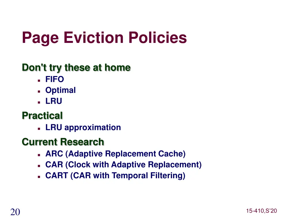 page eviction policies